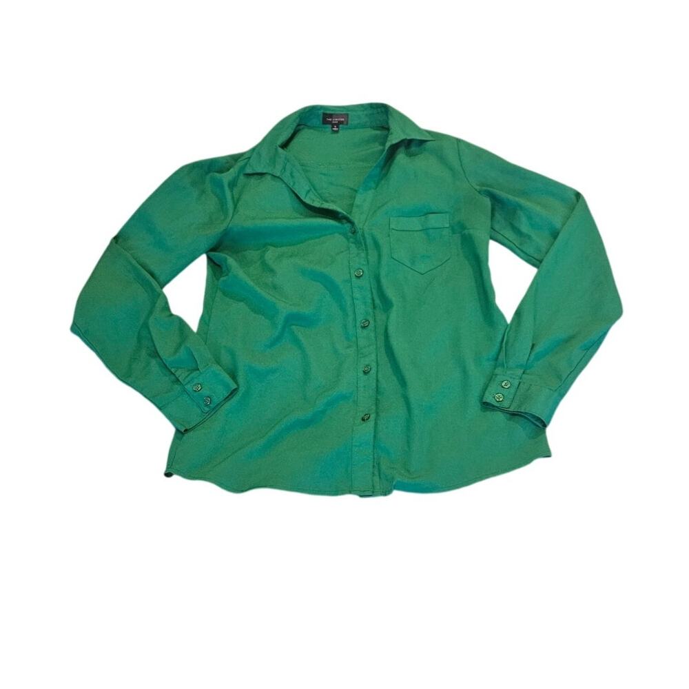 The Limited Green Button Front Blouse Small Women’s Long Sleeve Work Office Top